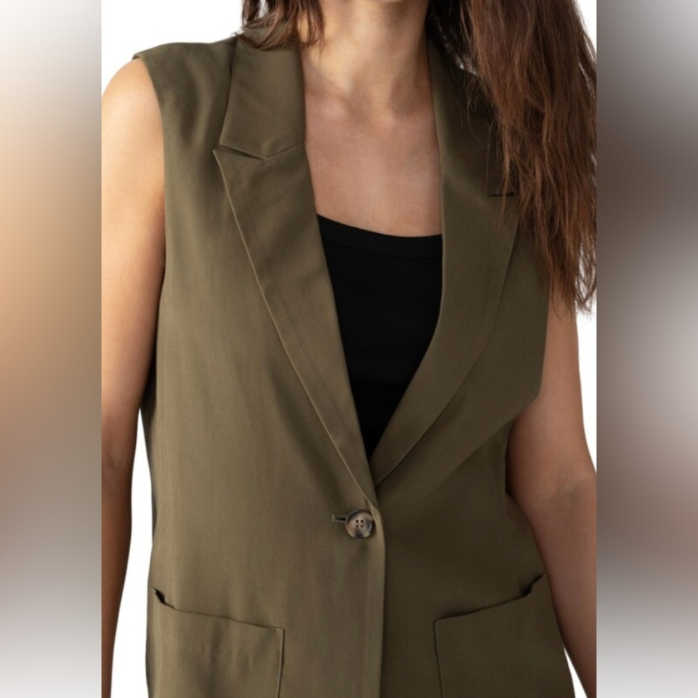NWT SANCTUARY ONE BUTTON VEST IN OLIVE GREEN SIZE XS